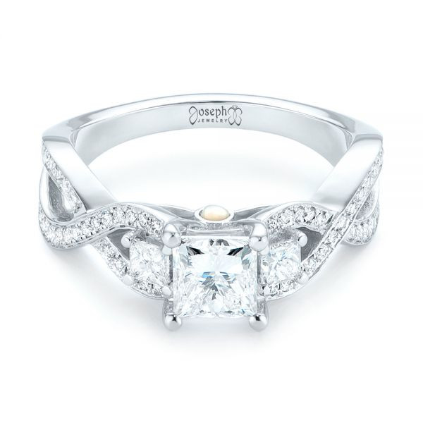 Opal And Diamond Engagement Ring
 Custom Three Stone Opal And Diamond Engagement Ring