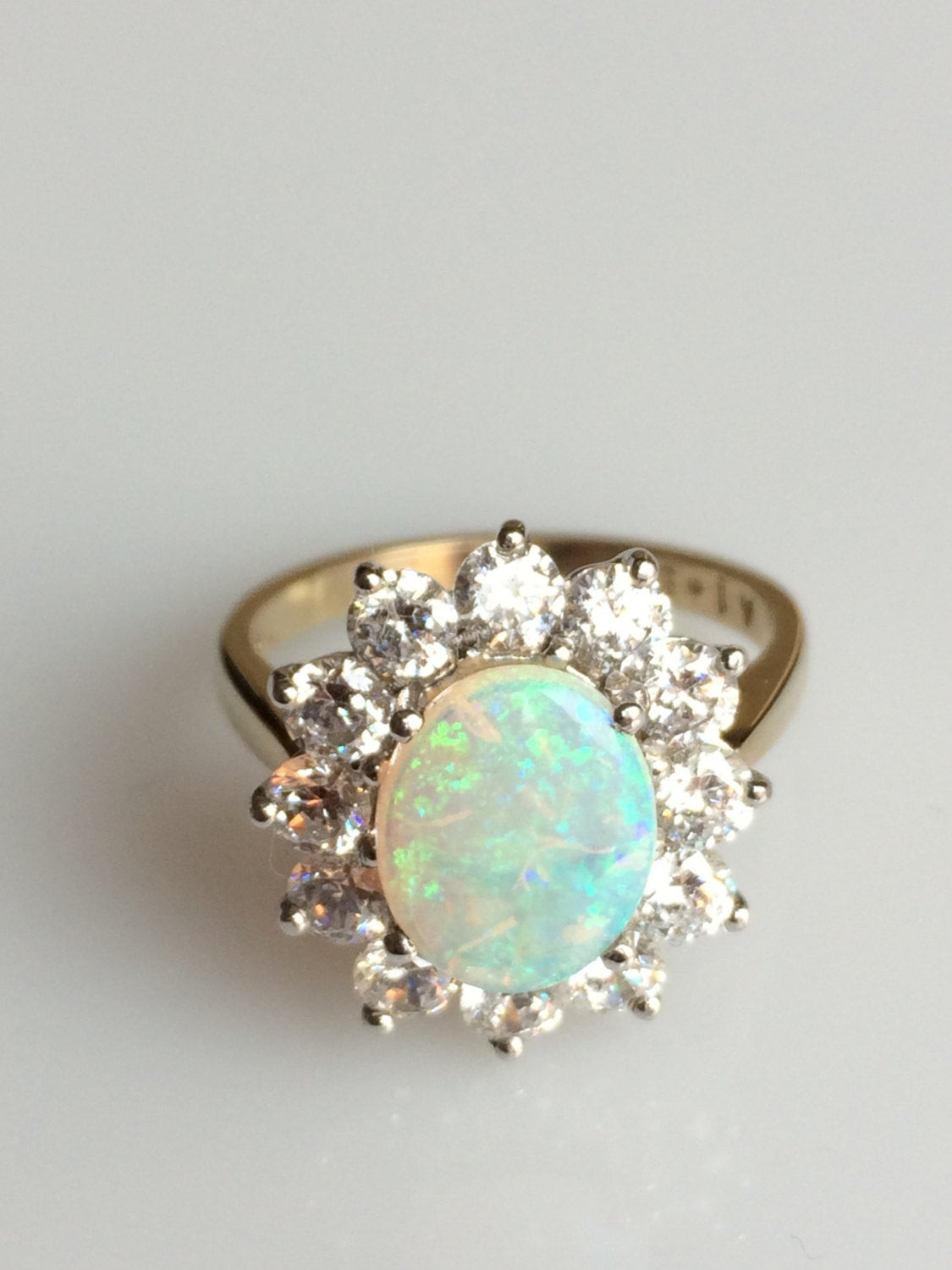 Opal And Diamond Engagement Ring
 Gold Opal Engagement Ring Diamond and Opal Ring by ArahJames