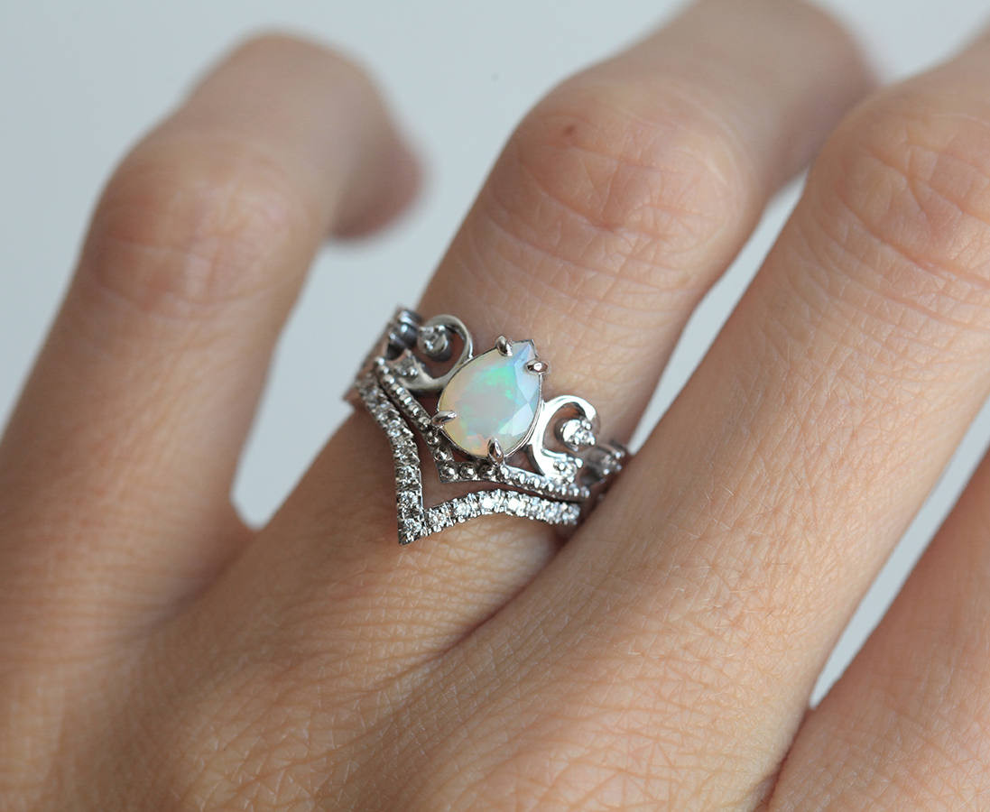 Opal And Diamond Engagement Ring
 Opal Wedding Ring Set Opal Engagement Ring Set Vintage