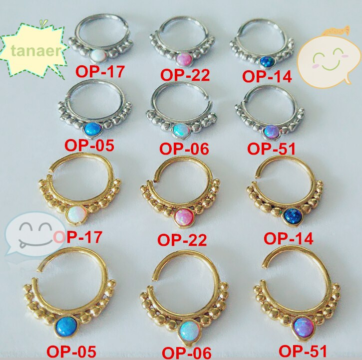 Opal Body Jewelry
 2015 new Surgical Steel 16G opal piercing septum jewelry