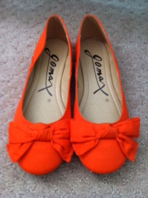 Orange Shoes Wedding
 Orange Bow Flats $12 00