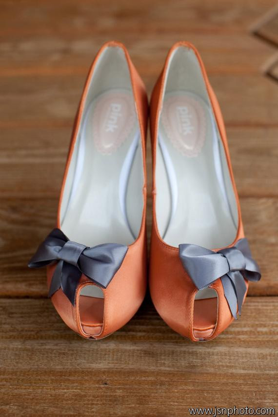 Orange Shoes Wedding
 Wedding Shoes Burnt Orange Peep Toe Wedding Shoes with Gray