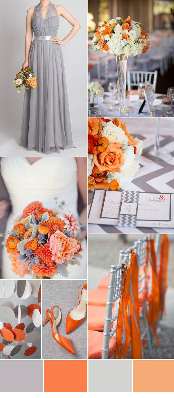 Orange Wedding Color Schemes
 grey and orange autumn wedding color ideas