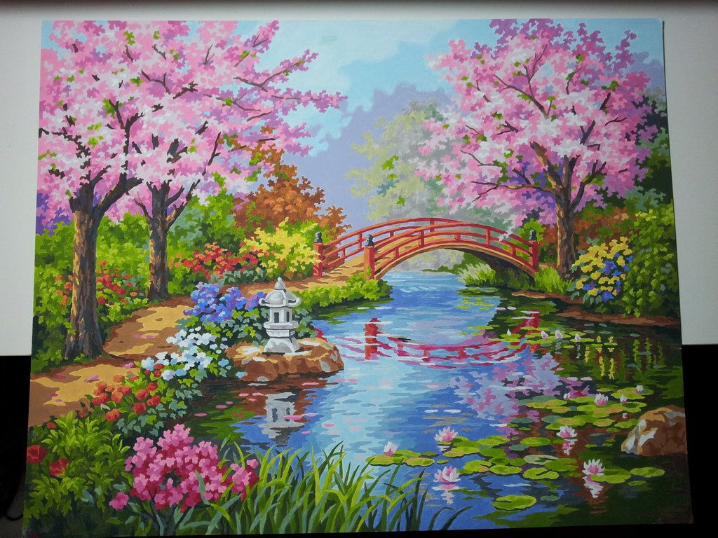 Outdoor Landscape Painting
 Japanese garden by Valadilenne