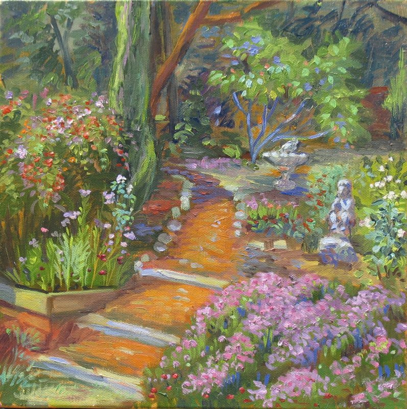 Outdoor Landscape Painting
 Secret garden landscape California impressionism oil