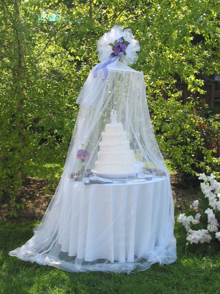 Outdoor Wedding Cakes
 Protect your cake at an outdoor wedding reception