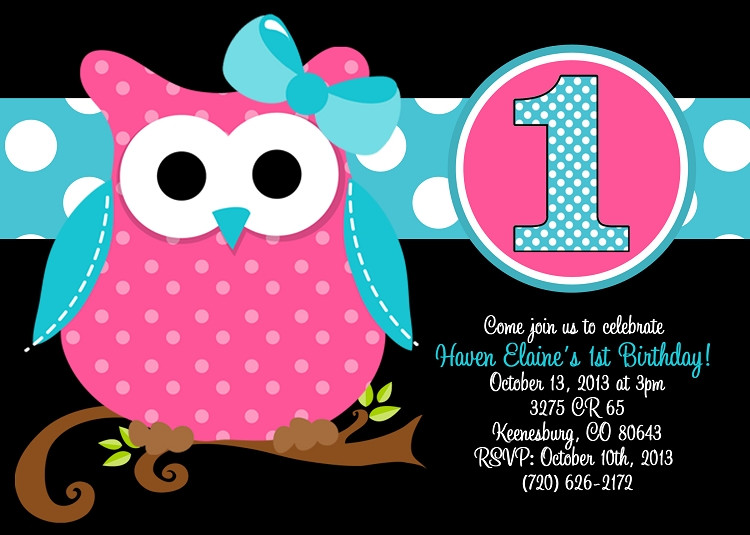 Owl 1st Birthday Invitations
 Owl 1st Birthday Invitation with Printable or Printed