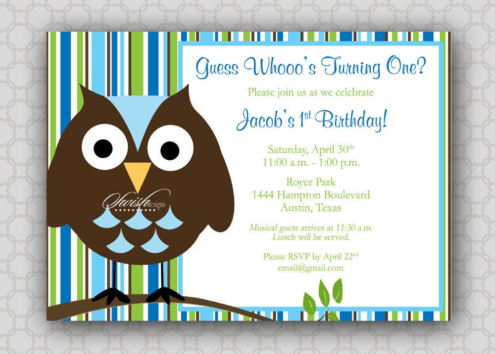 Owl 1st Birthday Invitations
 301 Moved Permanently