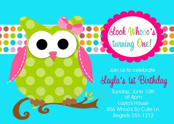 Owl 1st Birthday Invitations
 Items similar to Owl Birthday Invitations Printable or
