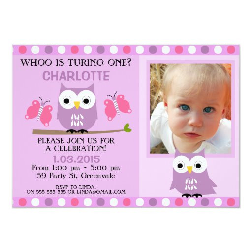 Owl 1st Birthday Invitations
 Purple Owls Butterflies 1st Birthday Invitation