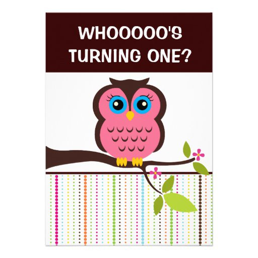 Owl 1st Birthday Invitations
 1st Birthday Owl Theme Party Invitations 5" X 7