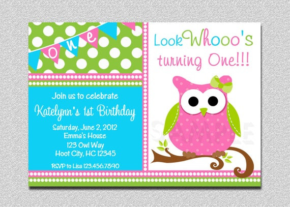 Owl 1st Birthday Invitations
 Owl Birthday Invitation Owl Birthday Party Invitation