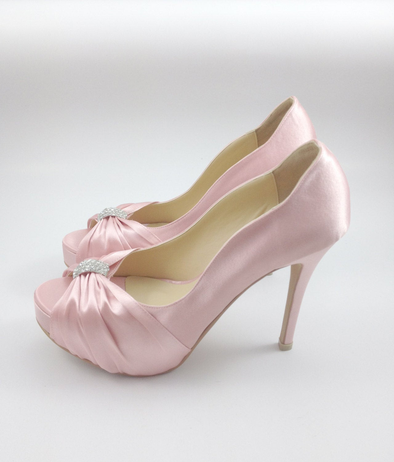 Pale Pink Wedding Shoes
 Sweet Pink Wedding Shoes with Rhinestones Pastel Pink Bridal