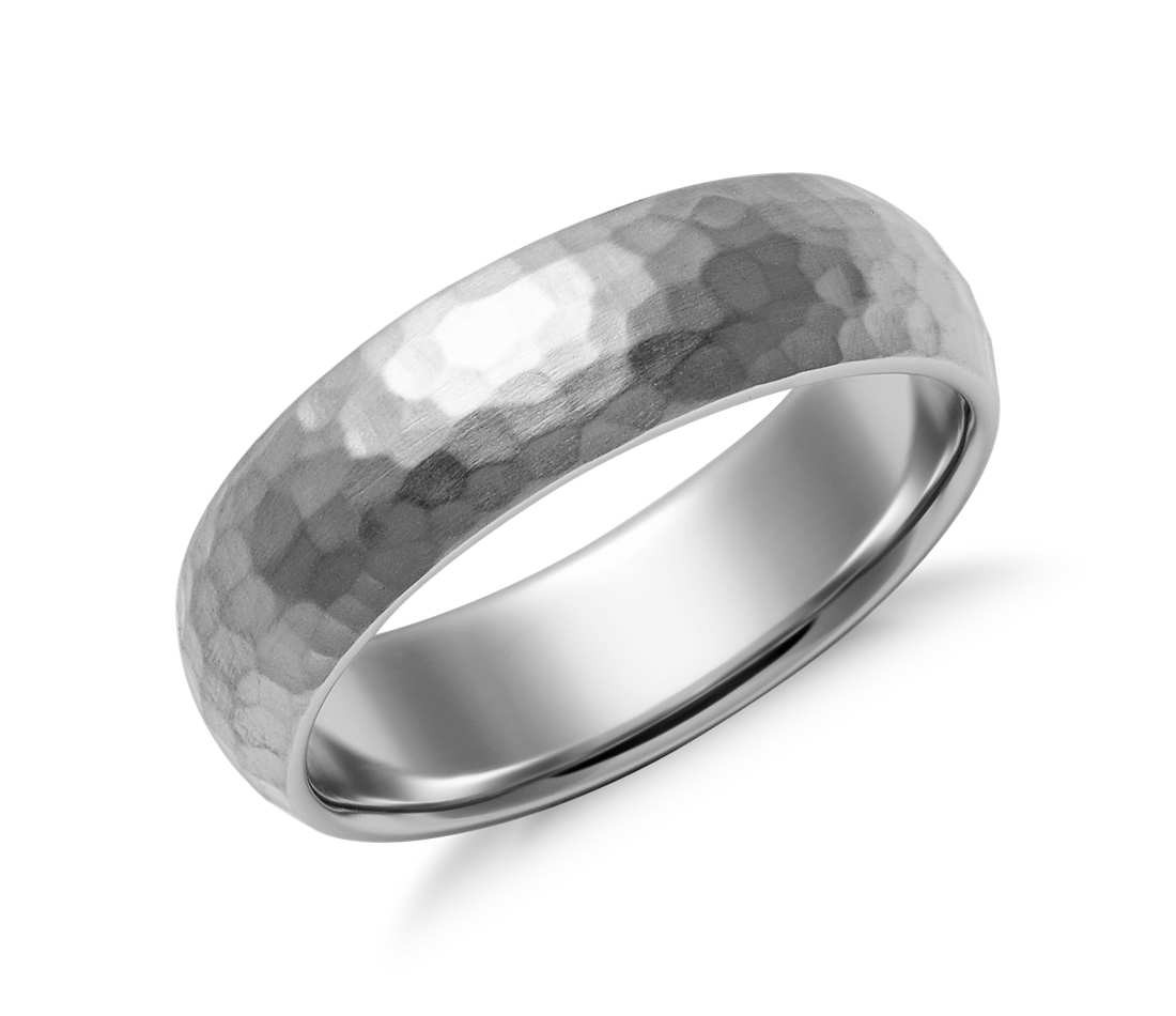 Palladium Wedding Rings
 Matte Hammered fort Fit Wedding Ring in Palladium 6mm