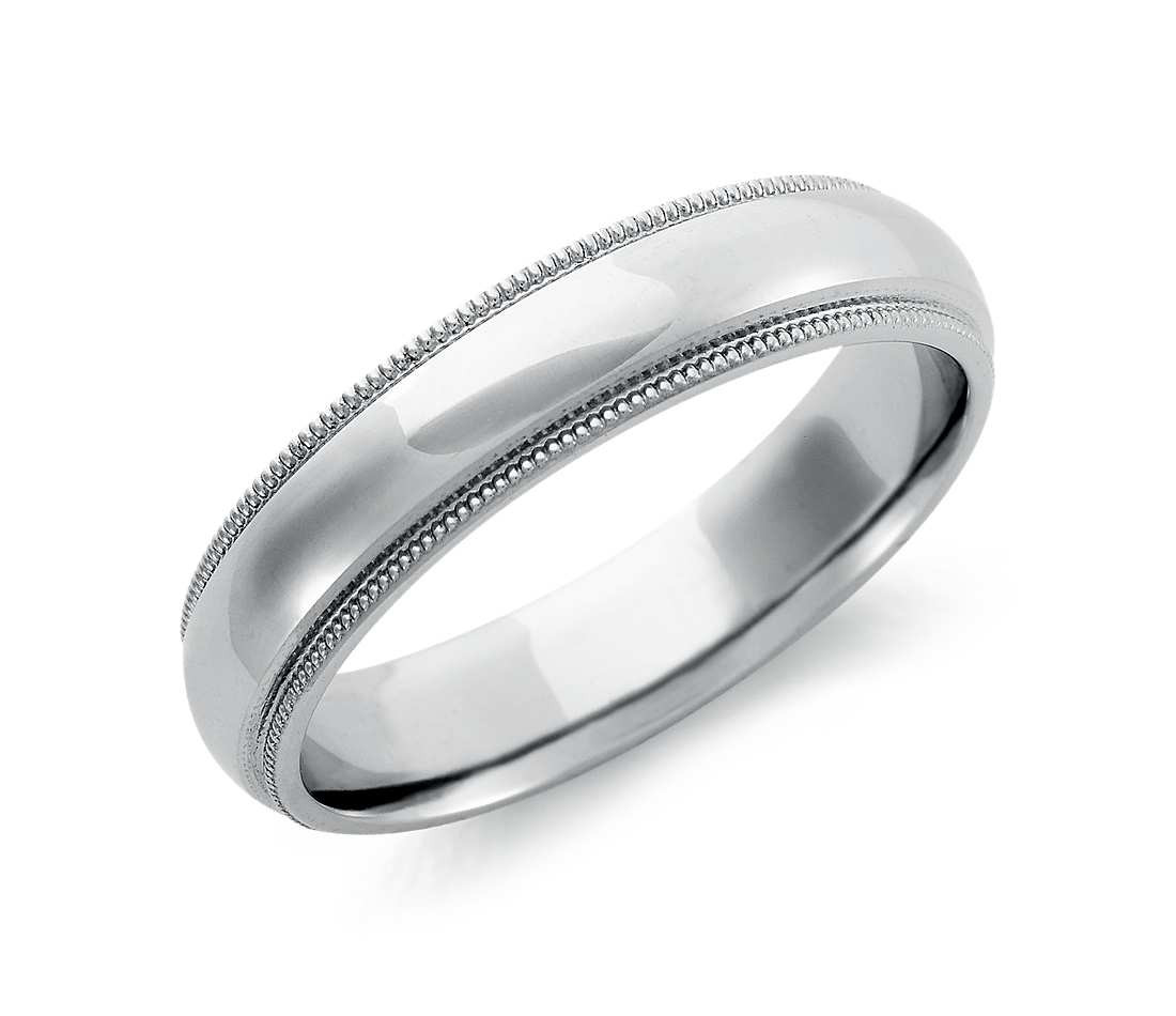 Palladium Wedding Rings
 Milgrain fort Fit Wedding Ring in Palladium 5mm