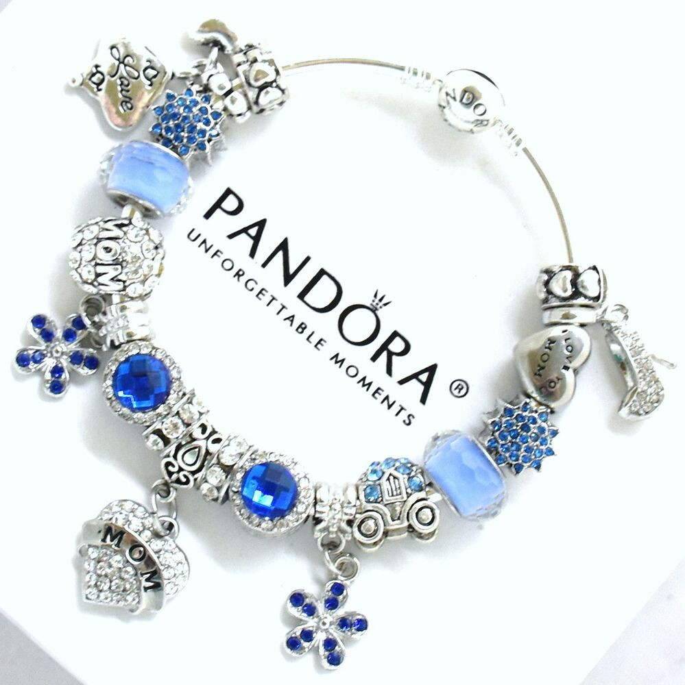 Pandora Silver Bracelet
 Authentic PANDORA Bracelet Sterling Silver MOM BLUE