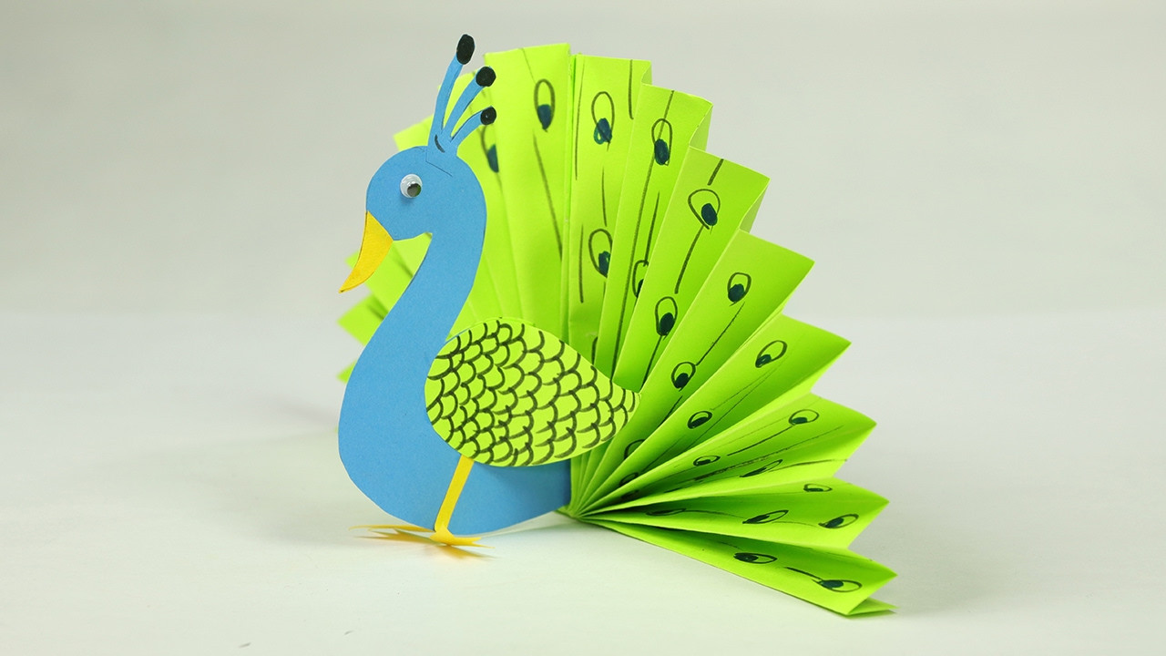 Paper Craft For Children
 Paper Crafts for Kids Easy Blue and Neon Peacock With