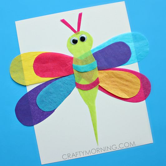 Paper Craft For Children
 Tissue Paper Dragonfly Craft for Kids