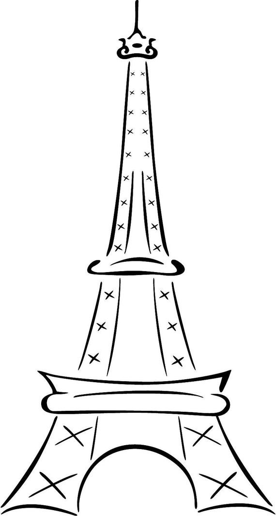 Paris Coloring Pages For Kids
 Items similar to Vinyl wall graphic Eiffel Tower Paris