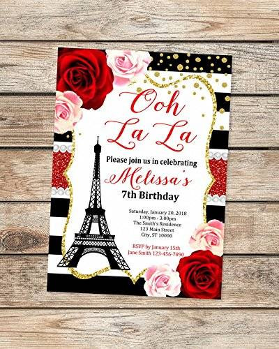 Paris Themed Birthday Invitations
 Amazon Paris Birthday Invitations Eiffel Tower