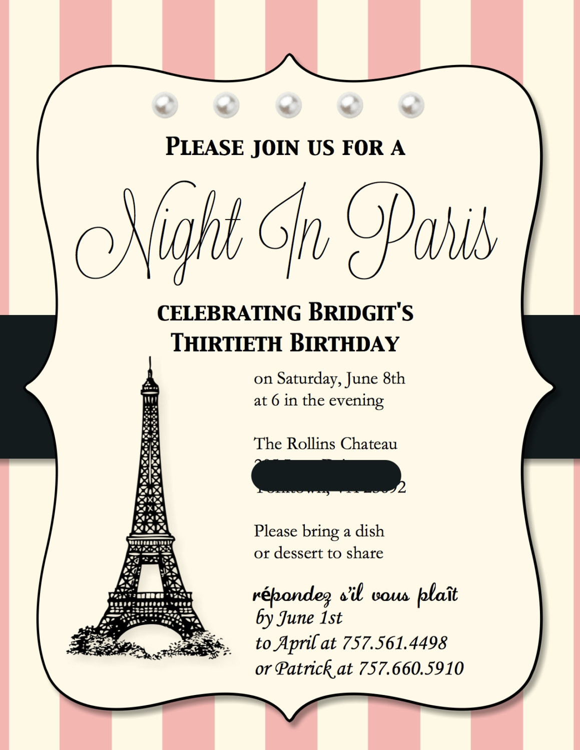 Paris Themed Birthday Invitations
 Paris themed Birthday Party Invitations 15 invites