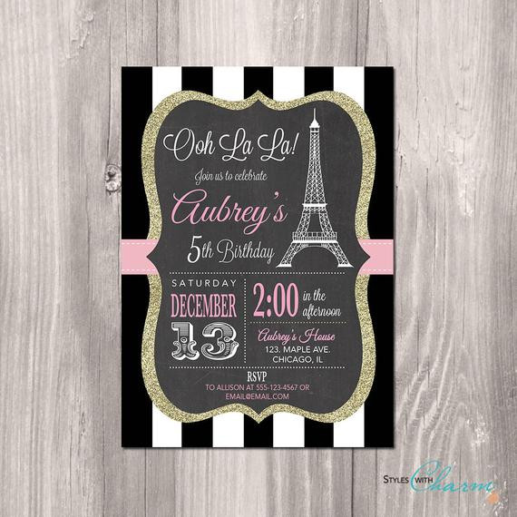 Paris Themed Birthday Invitations
 Paris Birthday Invitation Printable Paris by StyleswithCharm