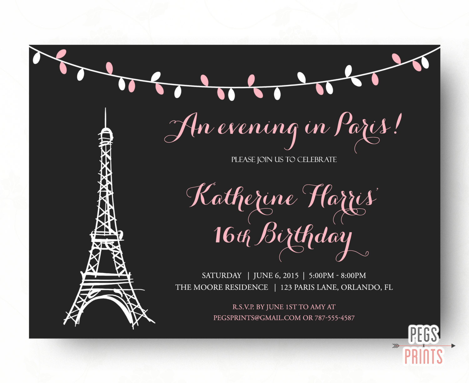 Paris Themed Birthday Invitations
 Paris Sweet 16 Birthday Invitations Printable Paris Theme