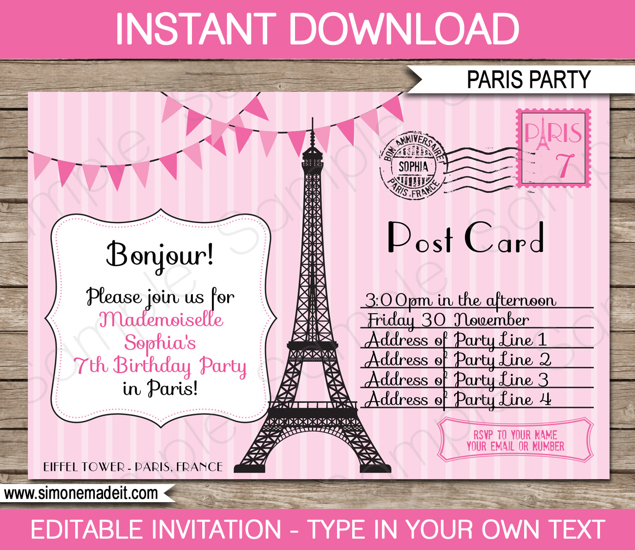 Paris Themed Birthday Invitations
 Paris Party Invitations Template