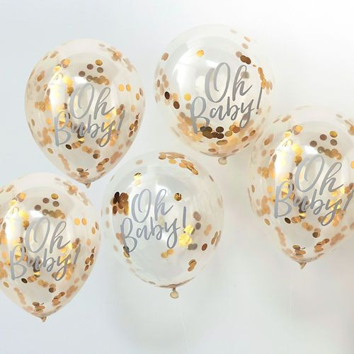 Party City Baby Balloons
 Ginger Ray Metallic Gold Oh Baby Confetti Balloons 5ct