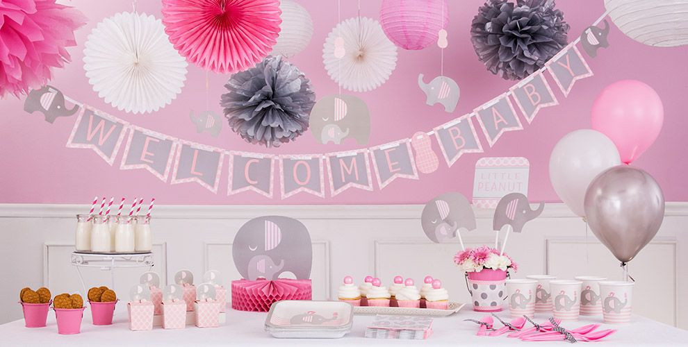 Party City Baby Girl Shower Decorations
 Pink Baby Elephant Baby Shower Decorations