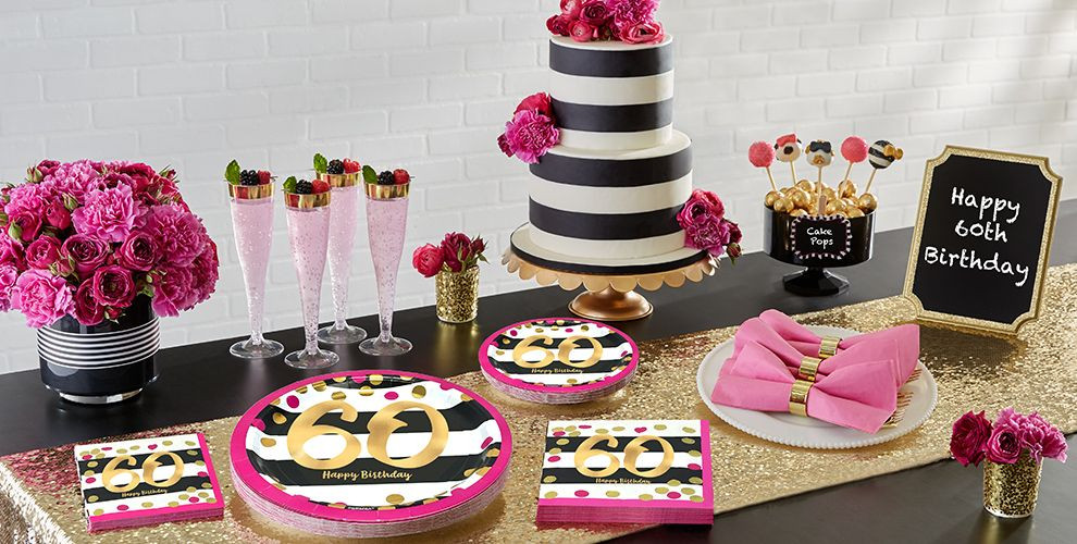 Party City Birthday Party Ideas
 Pink and Gold 60th Birthday Party Supplies