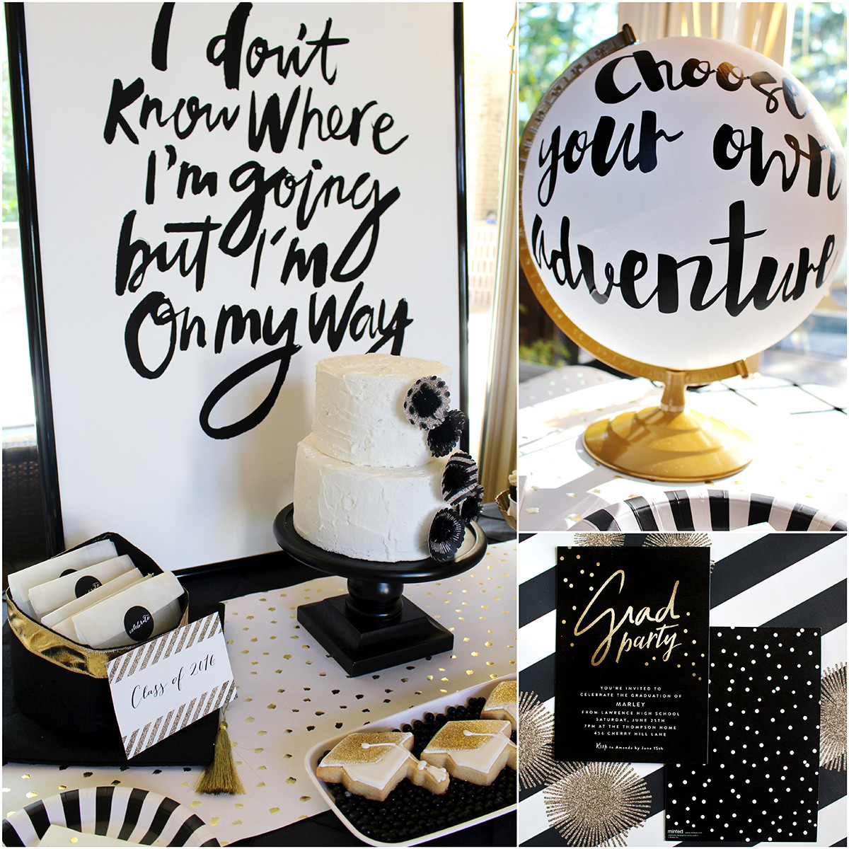 Party Ideas For College Graduation
 Stylish Black White Gold Graduation Party