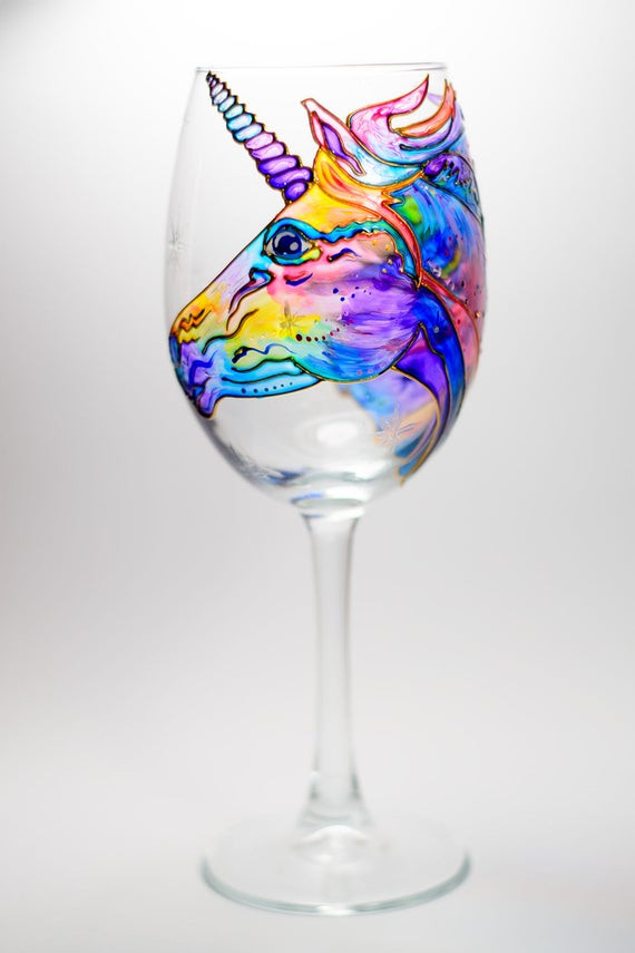 Party Ideas Unicorn Food Glass
 Unicorn Party Wine Glasses Funny Wine Glass Hand Painted