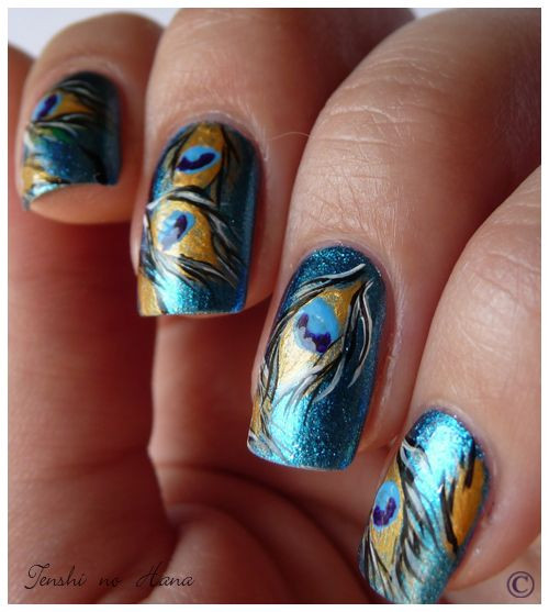 Peacock Nail Designs
 89 best Fantastic Feather Nail Art images on Pinterest