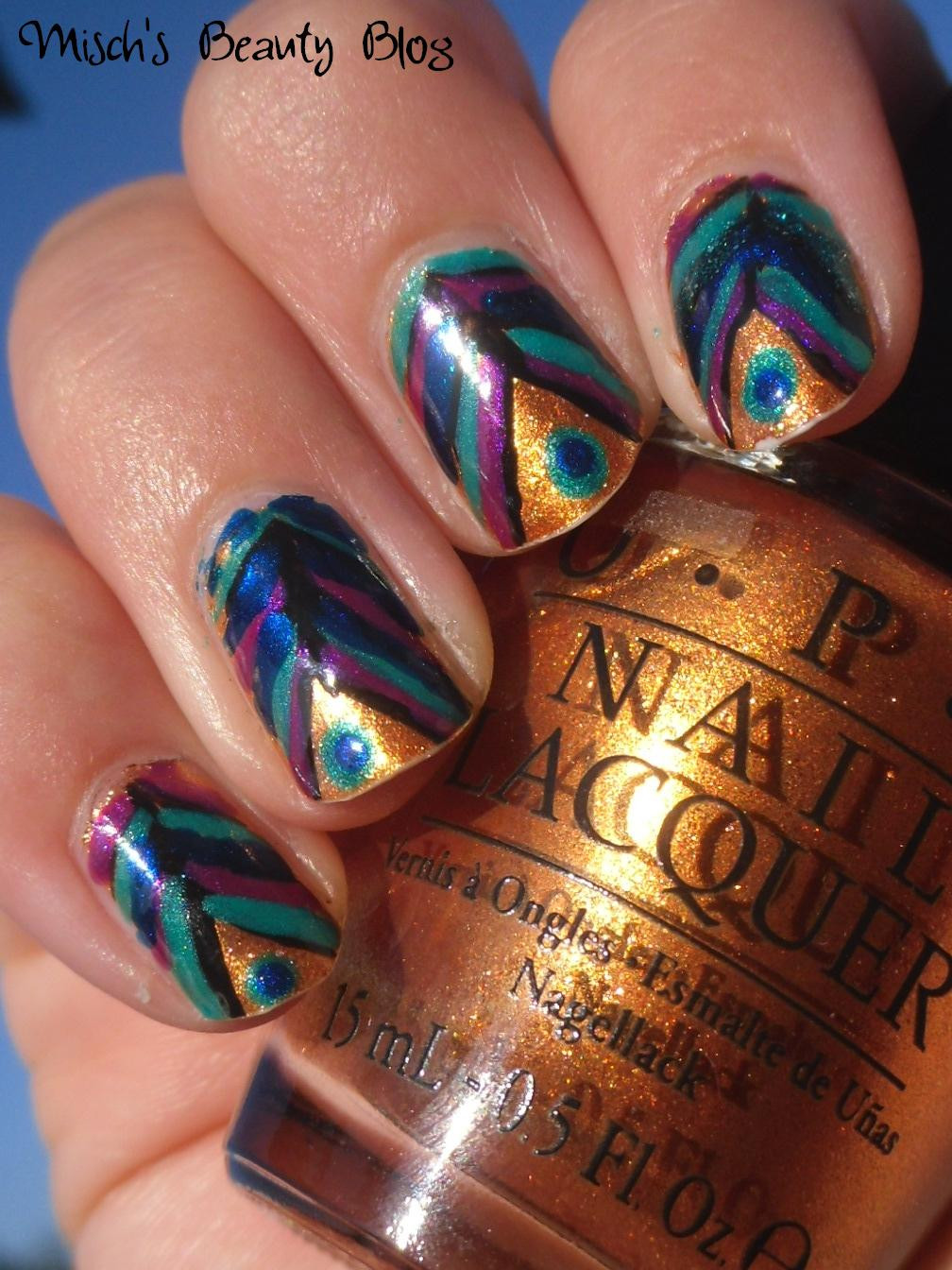 Peacock Nail Designs
 Misch s Beauty Blog NOTD October 6th Peacock Feather