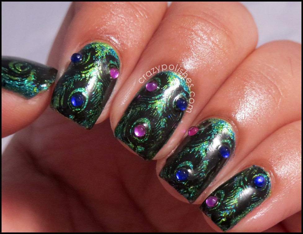 Peacock Nail Designs
 Crazy Polishes nail arts swatches reviews