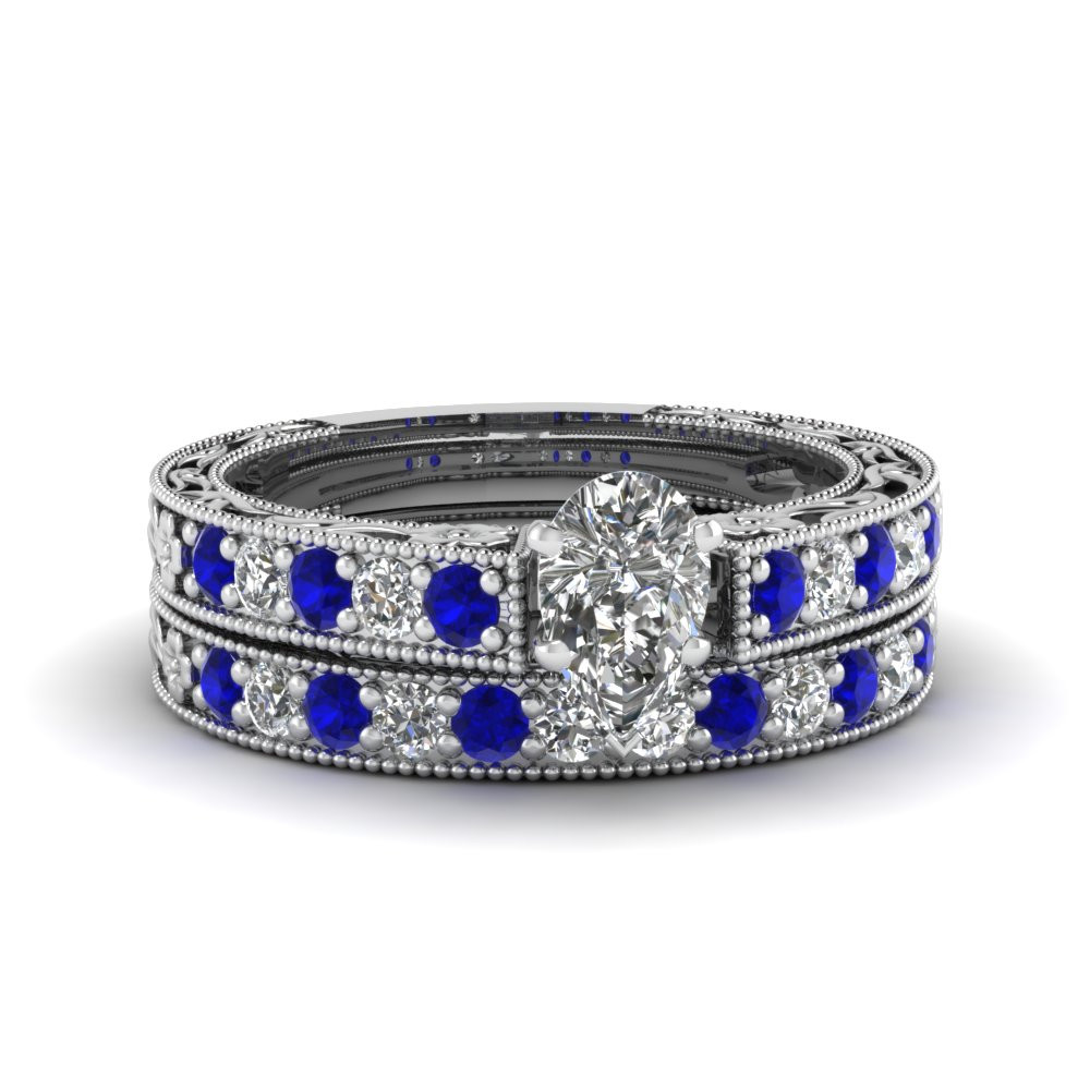 Pear Shaped Wedding Ring Sets
 Pear Shaped Blue Sapphire Wedding Sets Engagement Rings