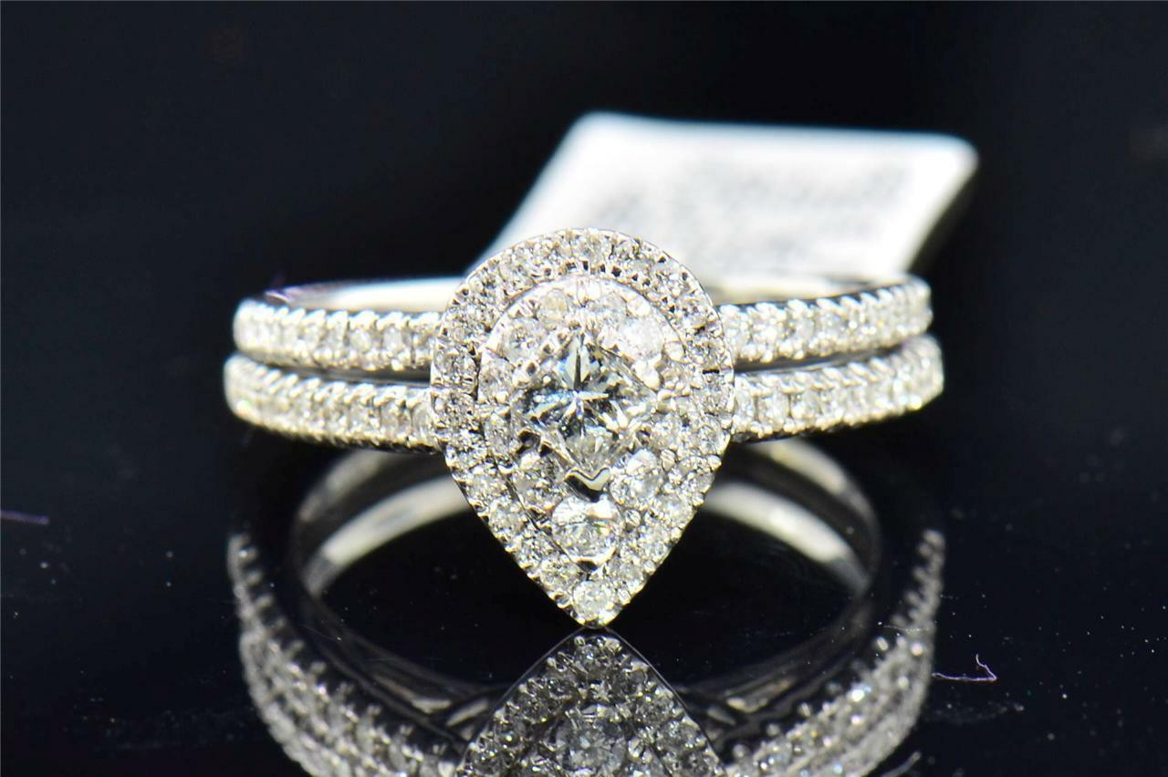 Pear Shaped Wedding Ring Sets
 La s 14K White Gold Princess Cut Diamond Pear Shape