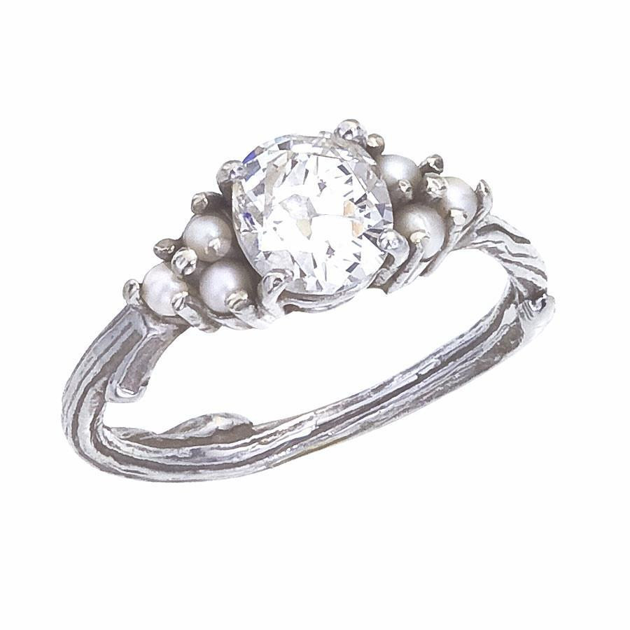 Pearl And Diamond Engagement Rings
 Custom Antique Diamond and Pearl Engagement Ring with