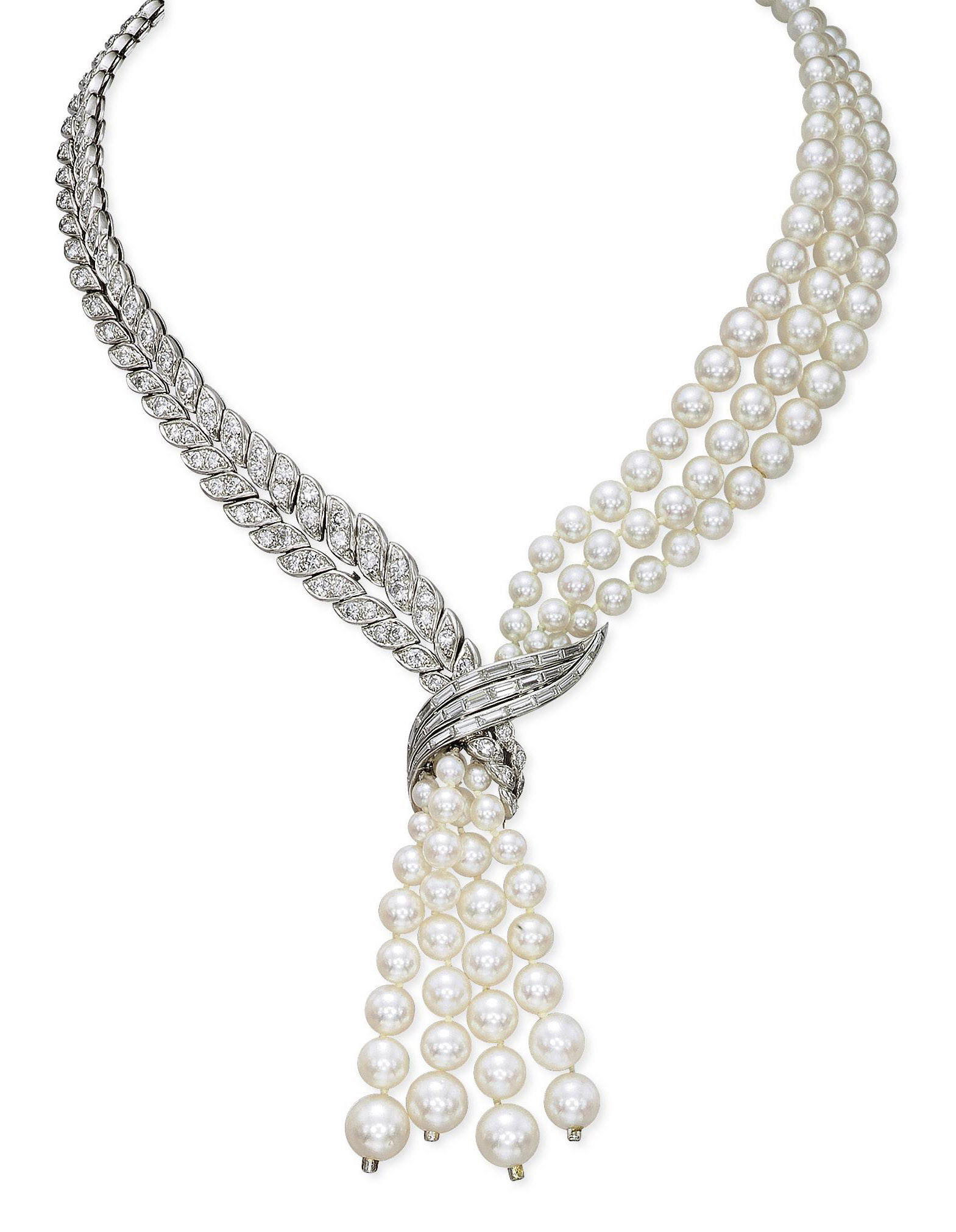 Pearl And Diamond Necklace
 A CULTURED PEARL AND DIAMOND NECKLACE BY STERLÉ