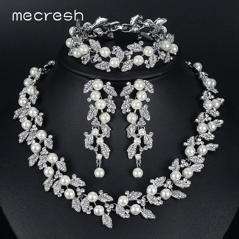 Pearl Bridal Jewelry Sets
 Aliexpress Buy Mecresh Simulated Pearl Bridal