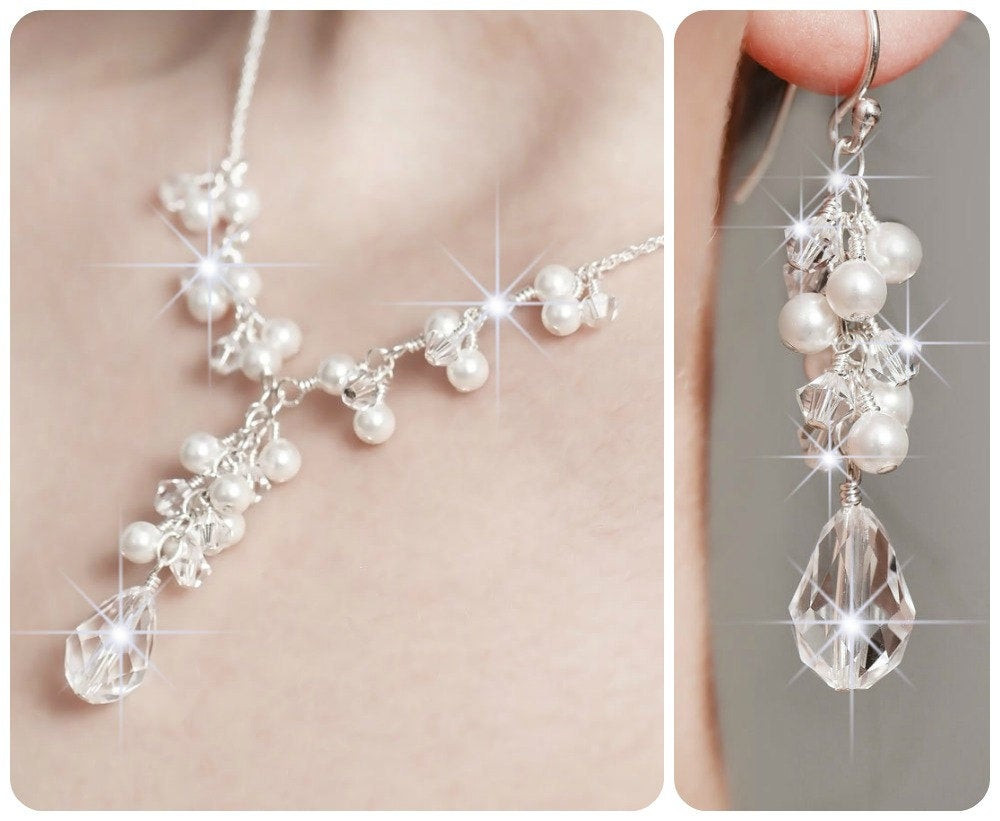 Pearl Bridal Jewelry Sets
 Pearl Bridal Jewelry SET Wedding Bridal Jewelry Sets Crystal