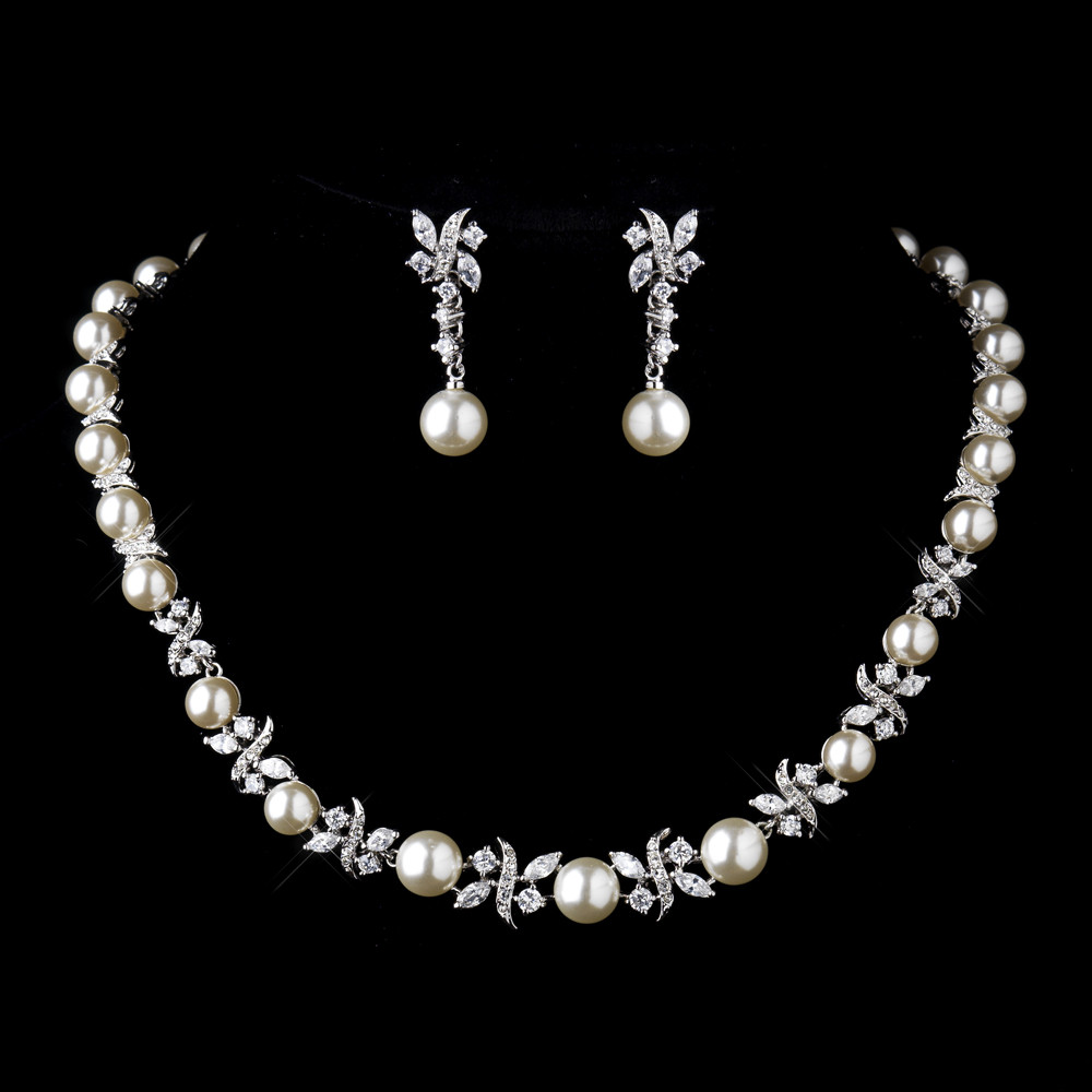 Pearl Bridal Jewelry Sets
 Timeless Elegant Pearl CZ Bridal Jewelry Set Elegant