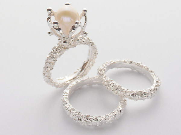 Pearl Wedding Ring Sets
 Pearl Engagement Ring With Matching Wedding Bands Set