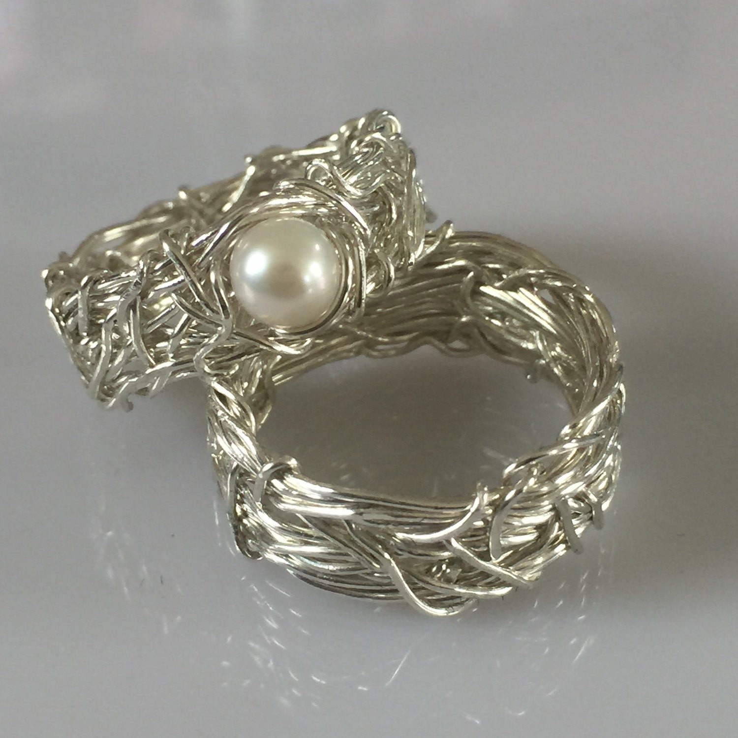 Pearl Wedding Ring Sets
 His and Hers wedding rings Filigree Wedding Ring Sets Pearl