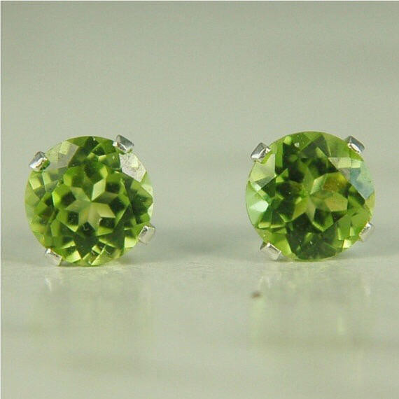 Peridot Stud Earrings
 Peridot Stud Earrings Sterling Silver 6mm Round 2ctw Natural