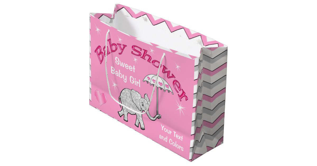 Personalized Baby Shower Gift Bags
 Personalized Girls Baby Shower Elephant Gift Bag