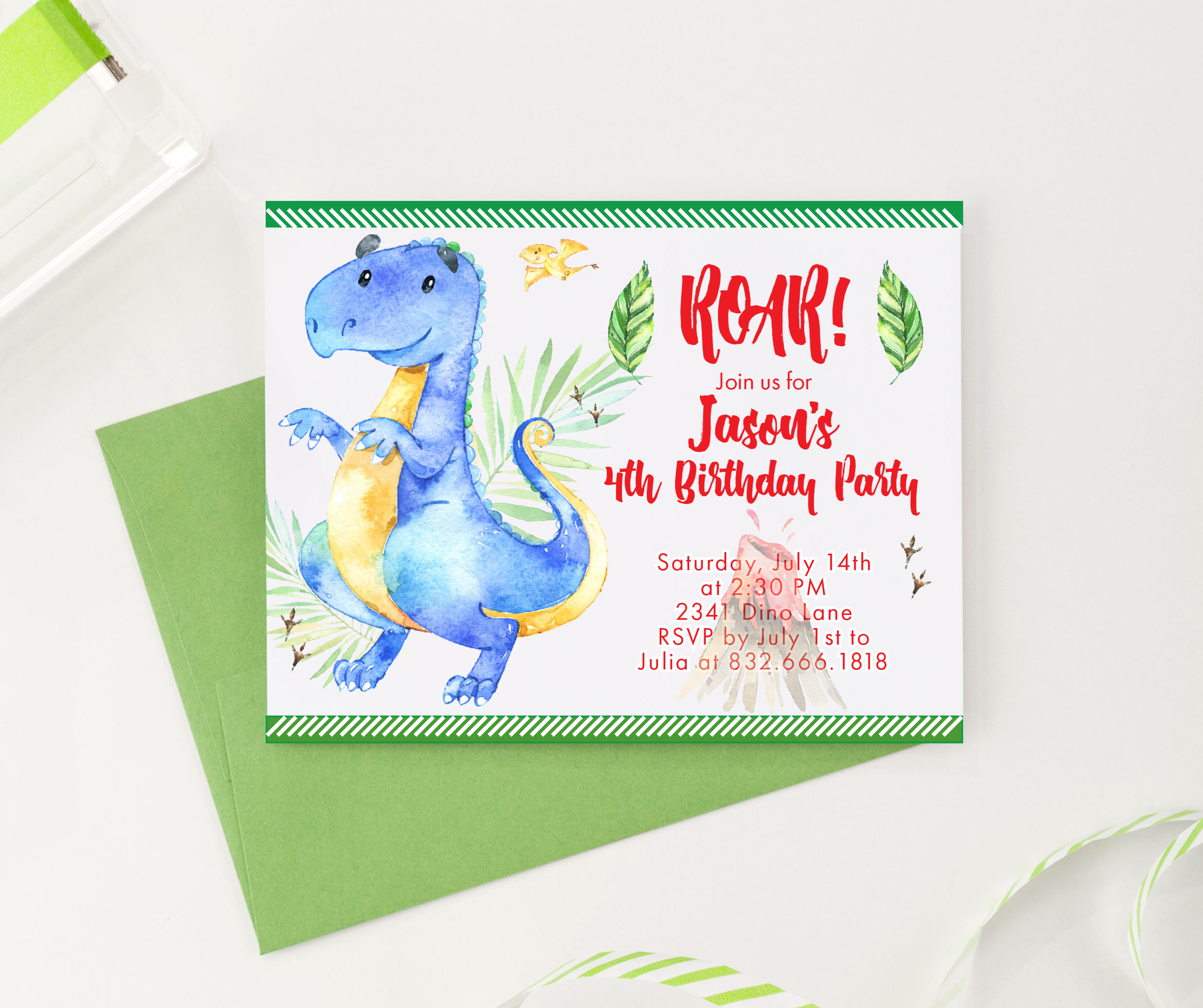 Personalized Birthday Party Invitations
 Personalized Dinosaur Birthday Invitation Birthday