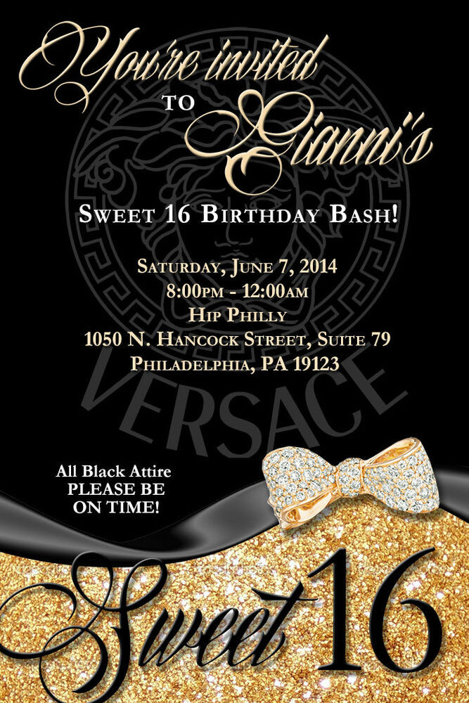 Personalized Birthday Party Invitations
 Personalized SWEET 16 VERSACE Birthday Invitation