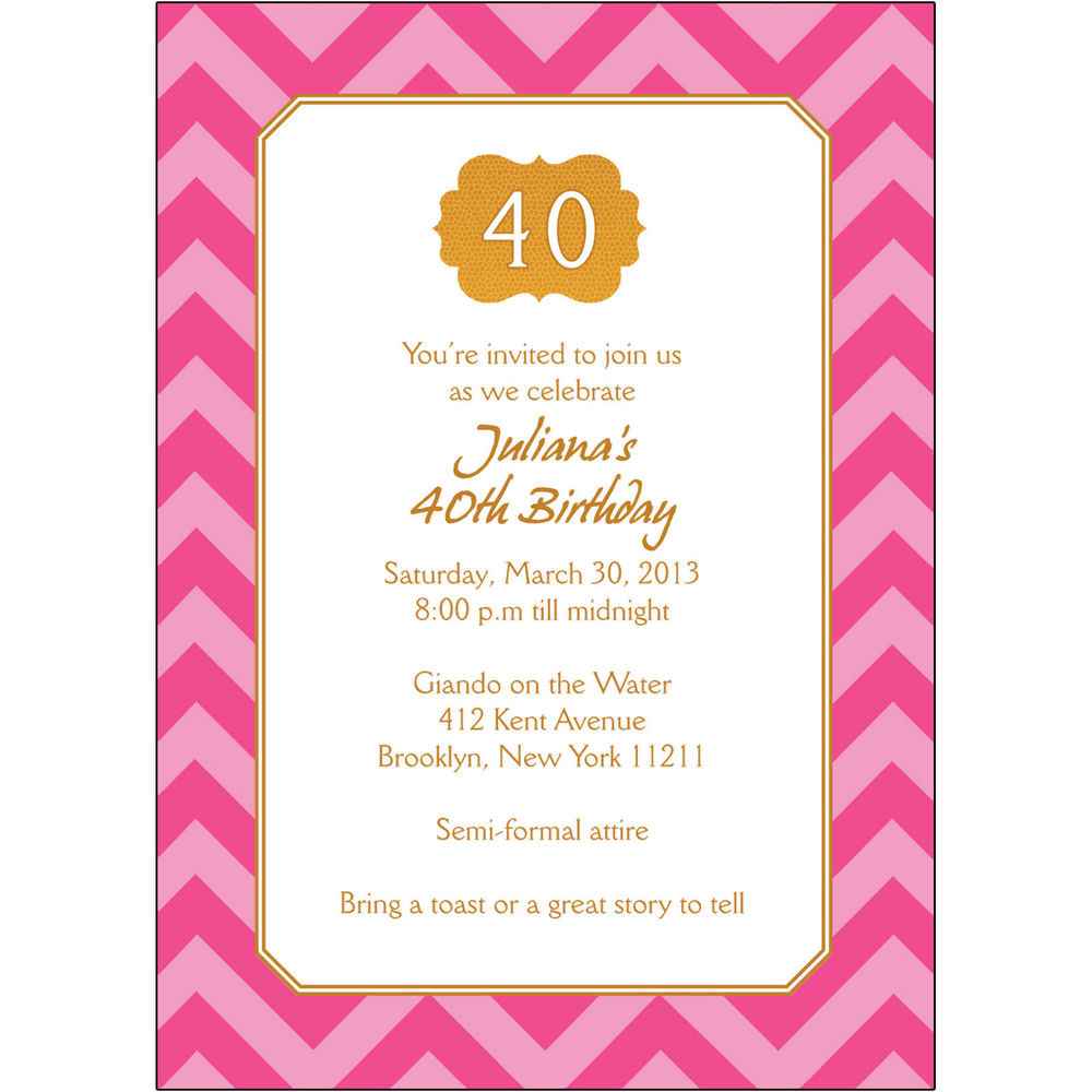 Personalized Birthday Party Invitations
 25 Personalized 40th Birthday Party Invitations BP 044